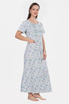 Naidu Hall Cotton Full Length Nightdress - Light Blue — thumbnail 3